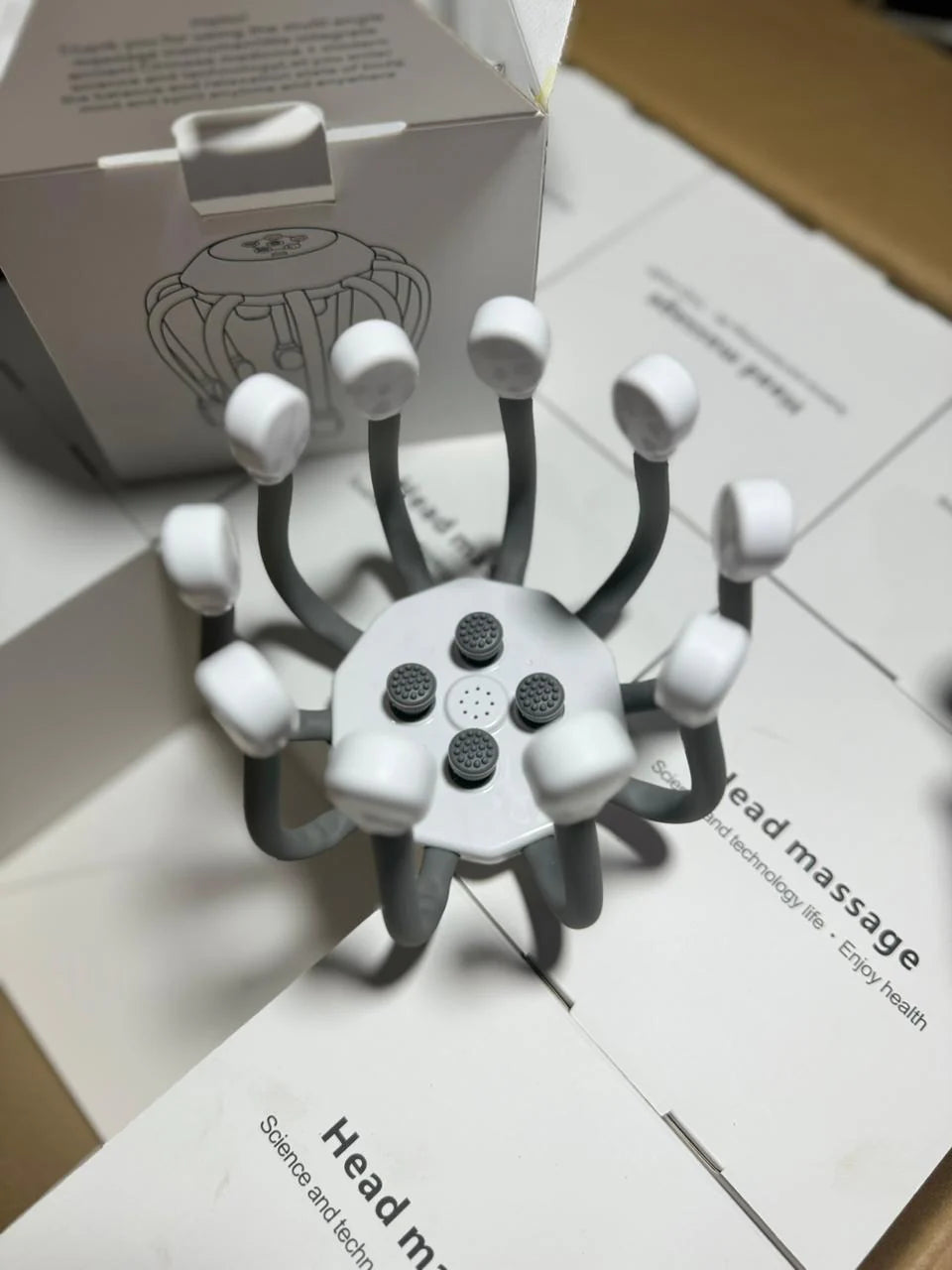 Electric Octopus Head Massager | Red Light Scalp Therapy & Stress Relief (5 Modes)