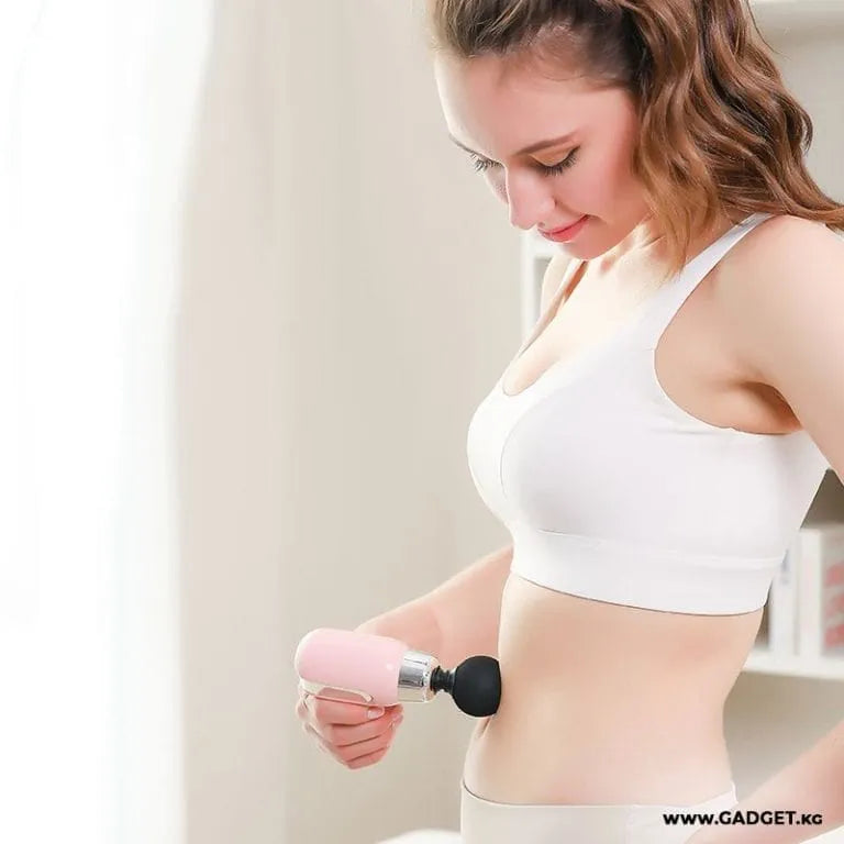 Compact Muscle Massage Gun | Deep Tissue Percussion Massager (4 Heads)