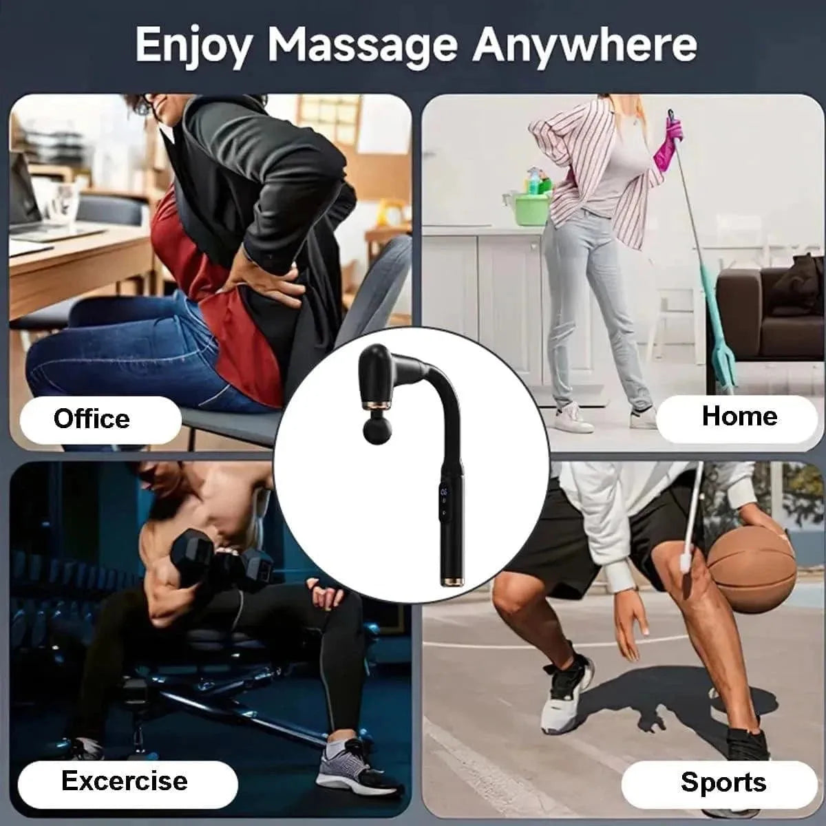 Deep Tissue Massage Gun | Extended Reach for Back, Neck & Shoulders
