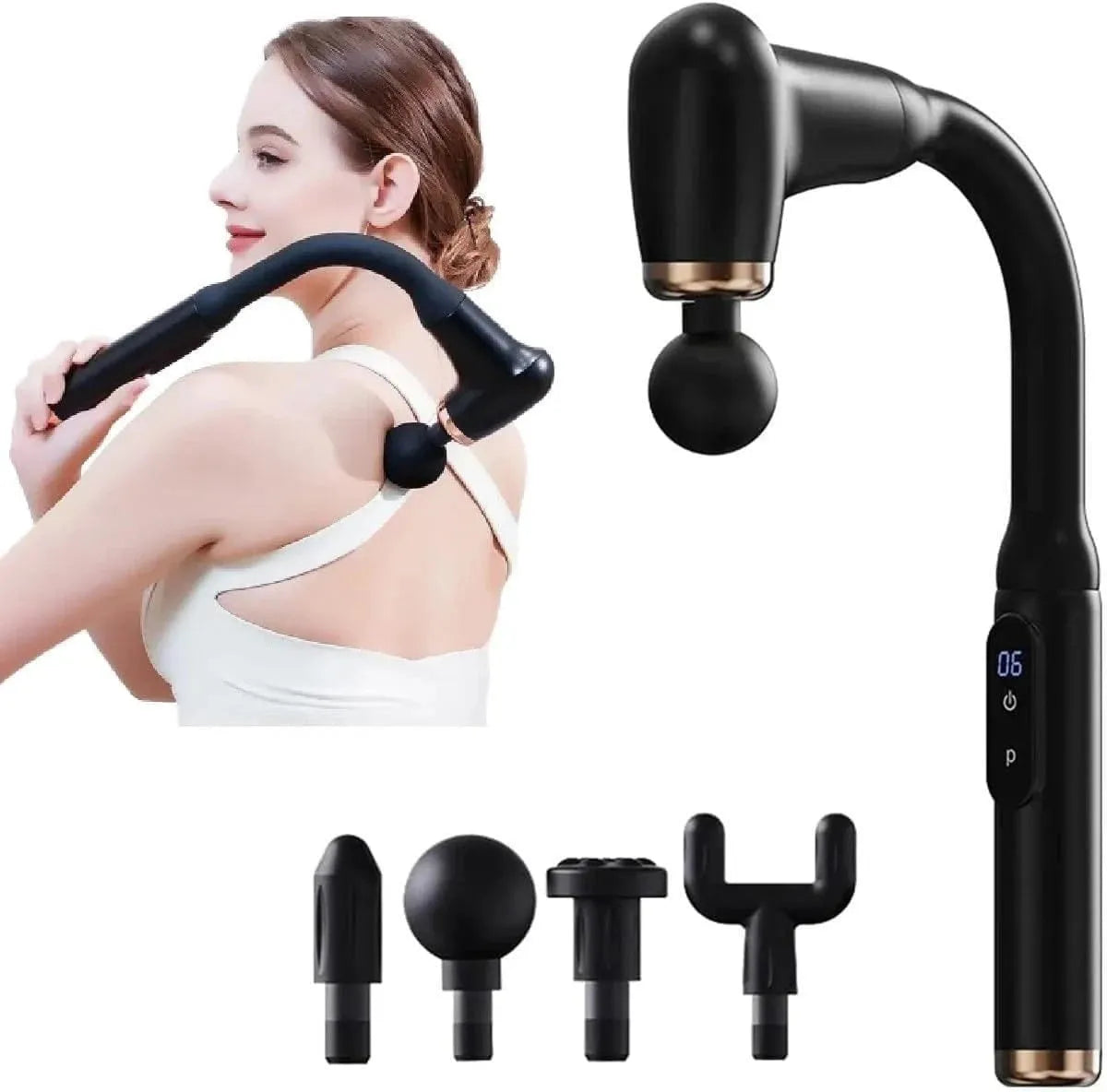 Deep Tissue Massage Gun | Extended Reach for Back, Neck & Shoulders