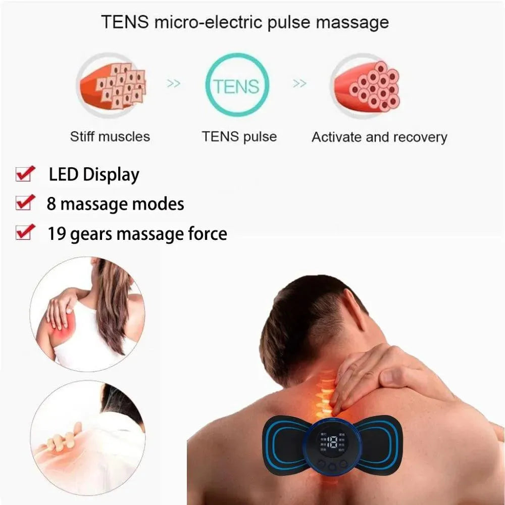 Electric EMS Mini Neck Massager | Portable Butterfly Pain Relief Patch
