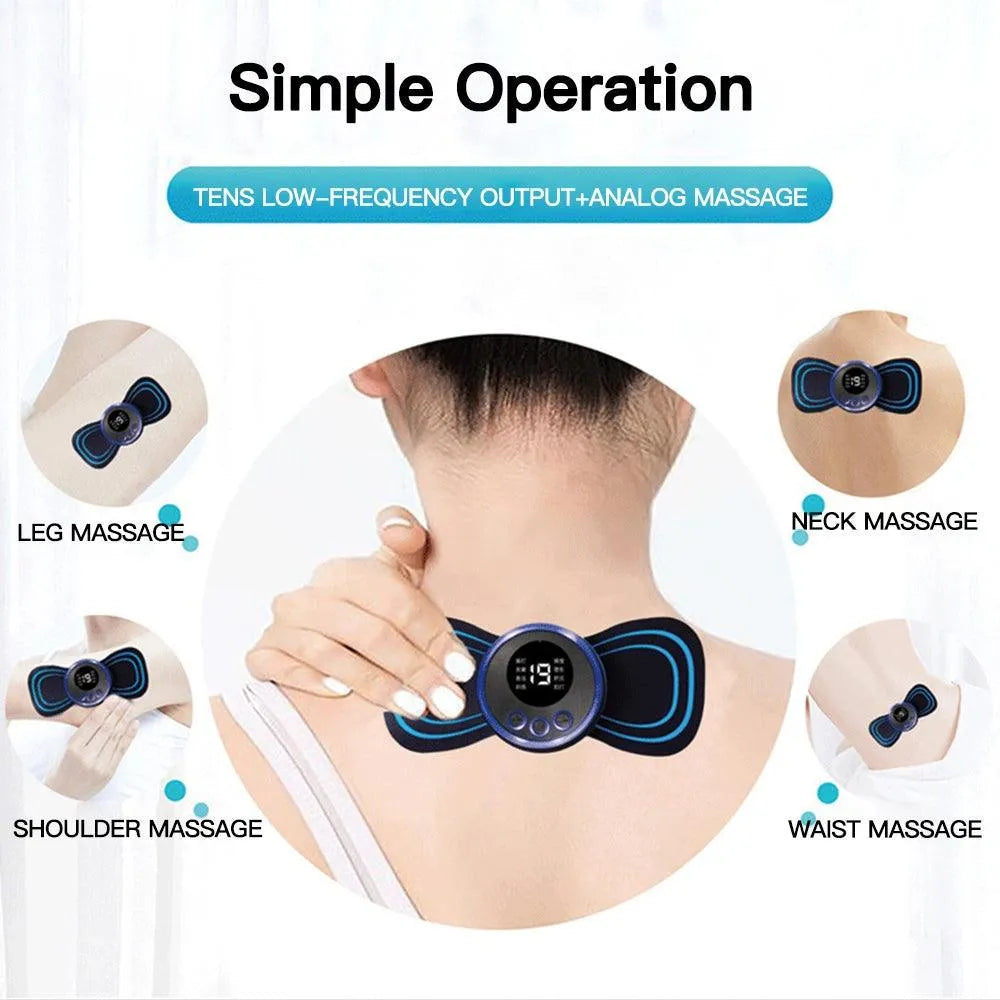 Electric EMS Mini Neck Massager | Portable Butterfly Pain Relief Patch