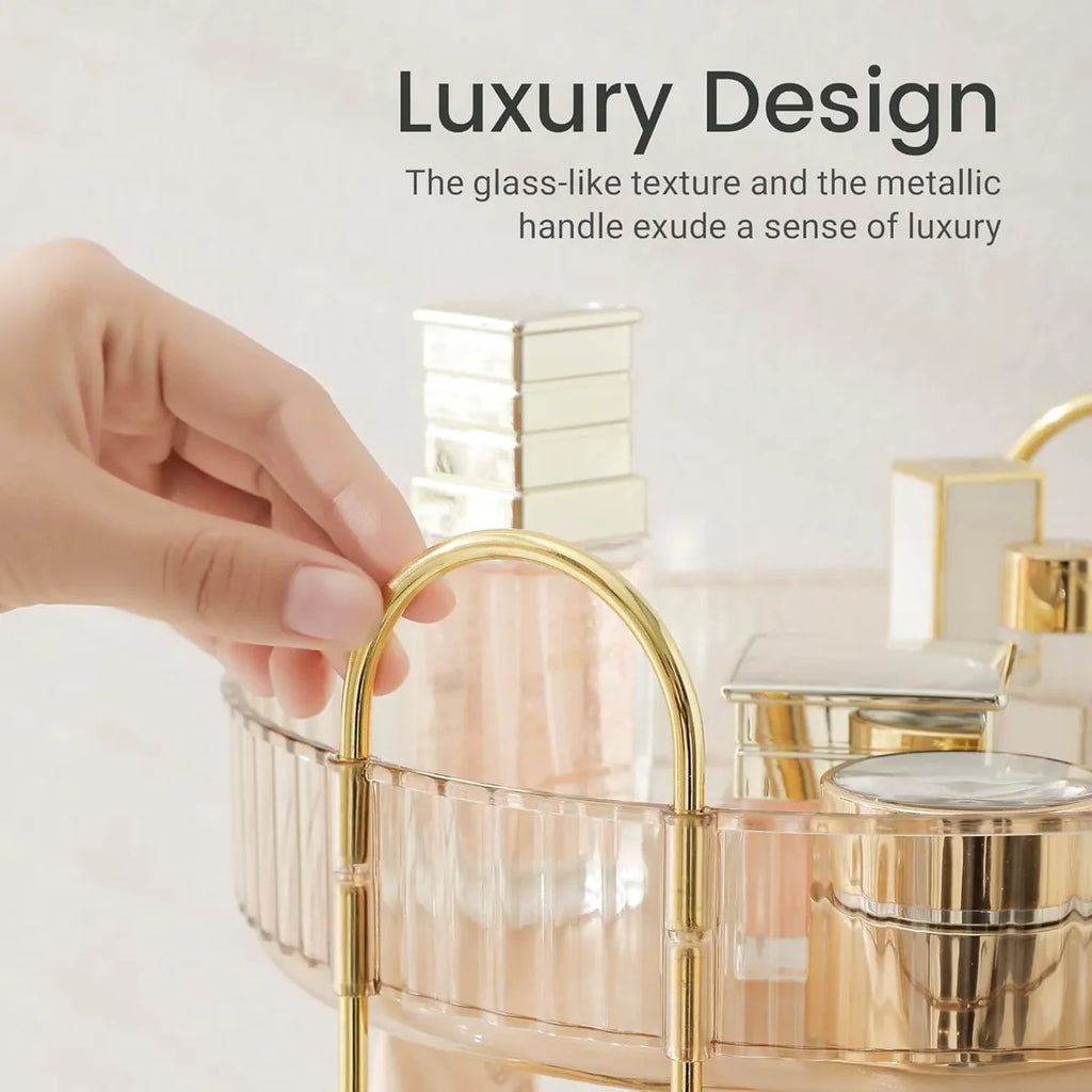 360° Rotating Cosmetic Organizer | Acrylic Makeup Storage Stand (Adjustable)