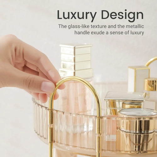 360° Rotating Cosmetic Organizer | Acrylic Makeup Storage Stand (Adjustable)