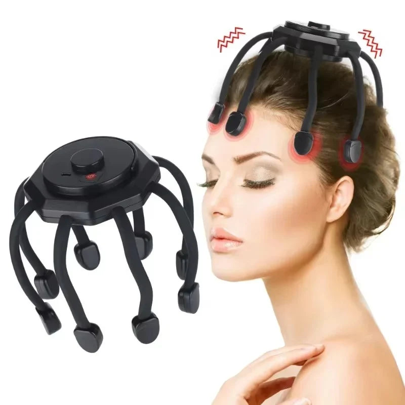 Electric Octopus Head Massager | Red Light Scalp Therapy & Stress Relief (5 Modes)