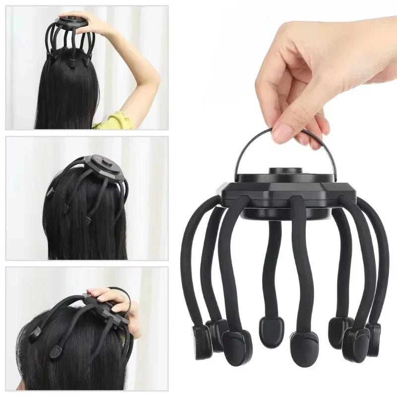 Electric Octopus Head Massager | Red Light Scalp Therapy & Stress Relief (5 Modes)