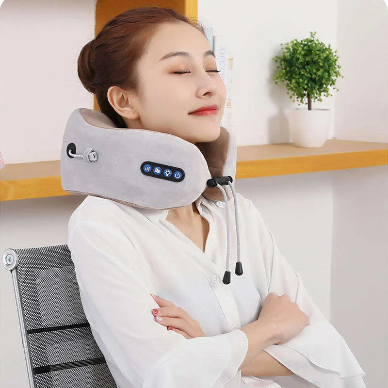 Neck & Shoulder Massager with Heat | Memory Foam Travel Pillow for Pain Relief
